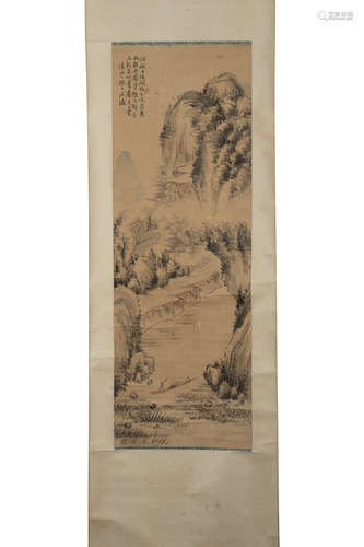 SHI TAO: INK ON PAPER PAINTING 'LANSCAPE SCENERY'