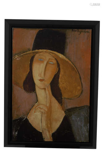 AMEDEO MODIGLIANI: FRAMED OIL ON CANVAS PAINTING 'PORTRAIT'