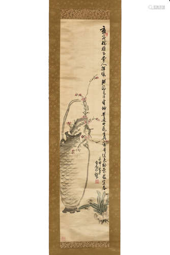 WANG ZHEN: INK AND COLOR ON SILK PAINTING 'FLOWERS'