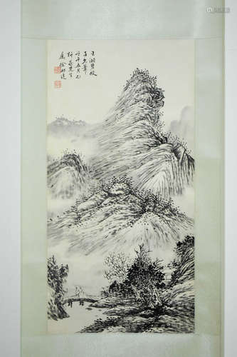 XU BANGDA: INK ON PAPER PAINTING 'LANDSCAPE SCENERY'