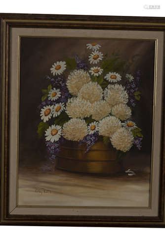 PATSY RUTH: FRAMED OIL ON CANVAS PAINTING 'FLOWERS'