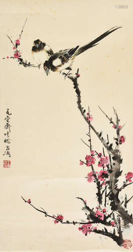 WANG XUETAO: INK AND COLOR ON PAPER PAINTING 'FLOWERS AND BIRDS'