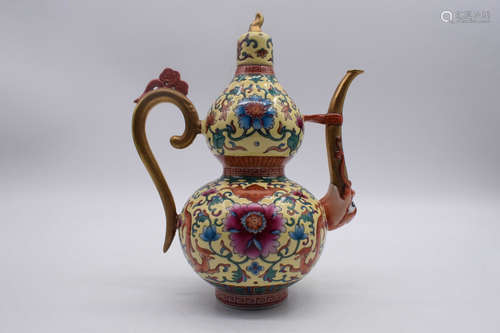 FAMILLE ROSE 'FU LU SHOU' WINE EWER