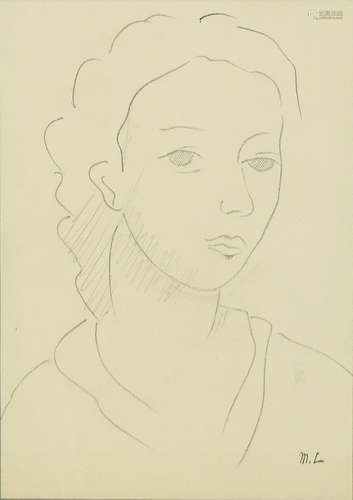 Marie Laurencin (French, 1883-1956), Untitled (Portrait of a Woman), graphite on paper, initialed 