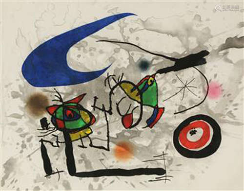 Joan Miro (Spanish, 1893-1983), “Pygmees Sous La Lune,” 1972, etching with aquatint, pencil signed