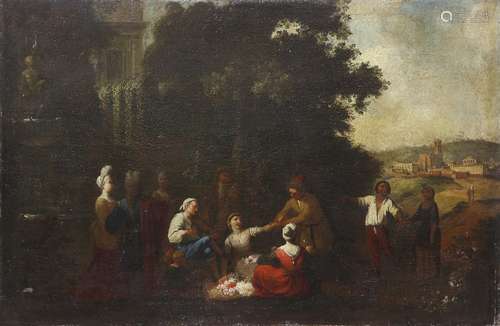 Follower of Francisco Goya (Spanish, 1746-1828), Untitled (Landscape with Figures), oil on canvas,