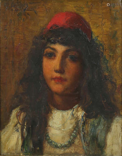 Percival De Luce (American, 1847-1914), Orientalist Portrait of a Young Woman, oil on canvas, signed