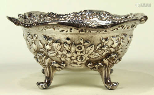 S. Kirk & Son sterling silver footed bowl, having chased foliate repousse decoration, and rising