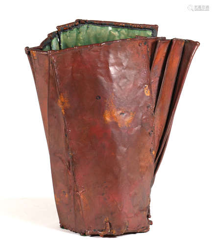 June Schwarcz (American 1918-2015) #957 vessel executed in electroformed copper foil enamel,