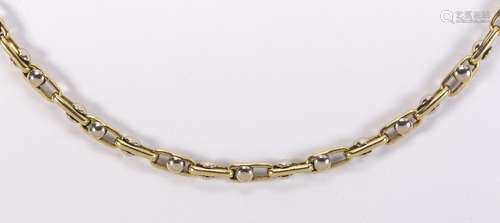 14k gold link necklace The 14k yellow and white gold fancy link, measures approximately 4.5 mm,