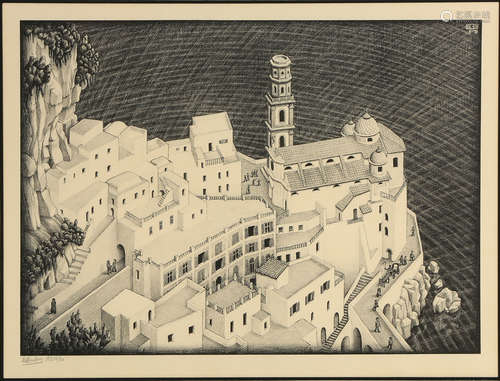 M.C. Escher (Dutch, 1898-1972), Atrani, Coast of Amalfi, 1931, lithograph, pencil signed lower left,