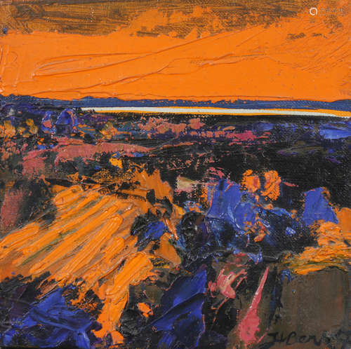 Henrietta Berk (American, 1919-1990) Untitled (Sunset on the Bay), oil on canvas, signed lower