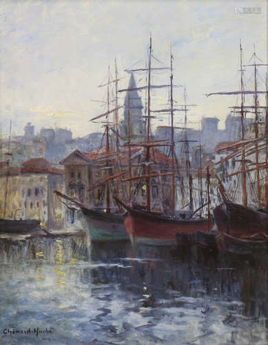 Georges Chenard-Huche (French, 1864-1937), Untitled (Harbor Scene), 1903, oil on canvas (laid down