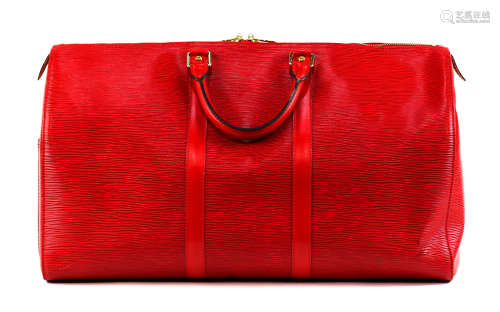 Louis Vuitton Epi Keepall travel bag, 50cm, executed in red leather, 13