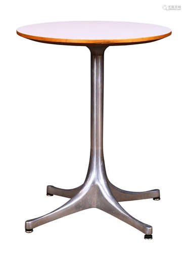 George Nelson for Herman Miller occasional table, having a laminate circular top above the