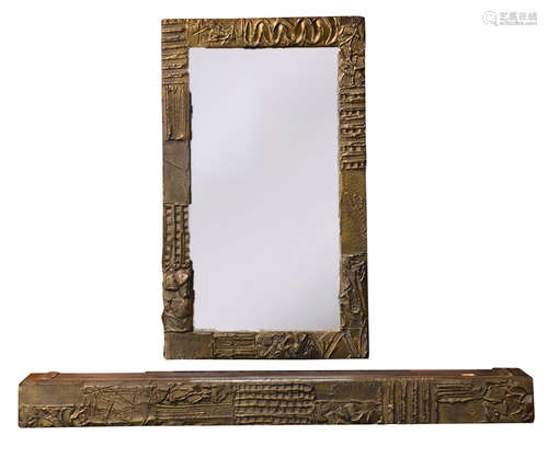 Paul Evans (1931-1987) for Directional Brutalist wall-mounted console with mirror, circa 1970, 40