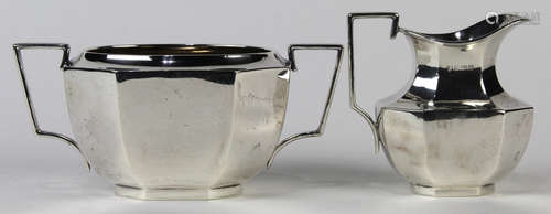 (lot of 2) English sterling silver and gilt wash creamer and sugar, Birmingham, 19th Century,