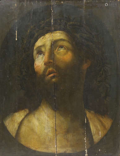 European School (17th century), Portrait of Jesus, oil on oak panel, unsigned, panel: 19.75