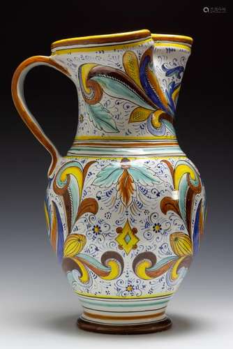 Italian Majolica Ceramic Pitcher 20 1/4