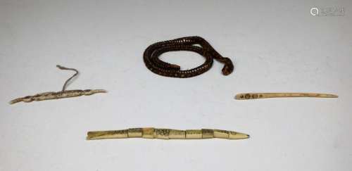 Carved Horn & Bone Articulated Snakes & Fish