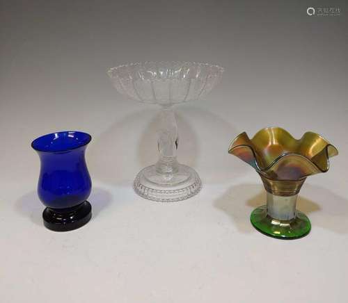 (3) Vases Northwood Carnival, Pressed & Murano