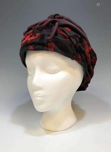 Christian Dior Chapeaux Hat Maroon and Black