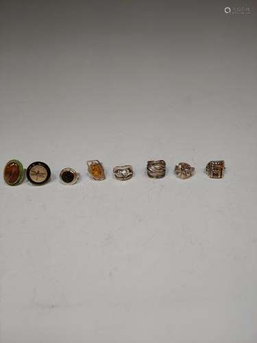 (8) Sterling Silver Rings Inc. Gold, Gems, Etc.