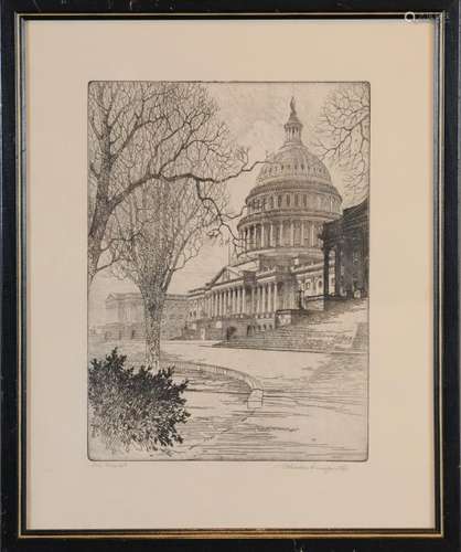 Etching of the US Capitol by S. Chester Danforth