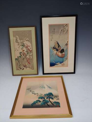 (3) Japanese Woodblocks Hiroshige, Kogyo, Jo