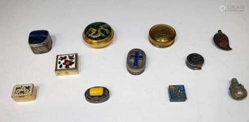 Group of 11 Snuff and Pill Boxes