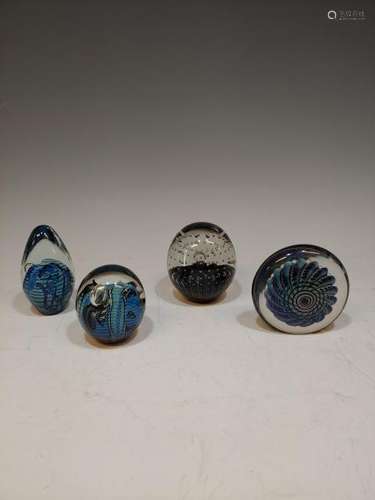 (4) Richard Eickholt Art Glass Paperweights