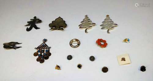 Collection of 16 Eclectic Pins and Brooches