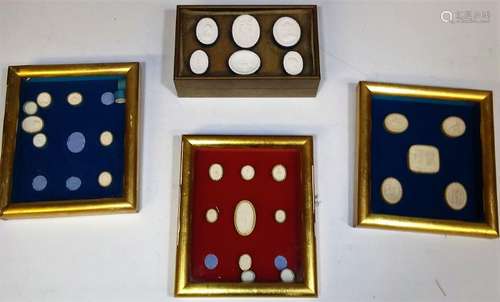 (4) Framed Grand Tour Plaster Seal Groups, Box