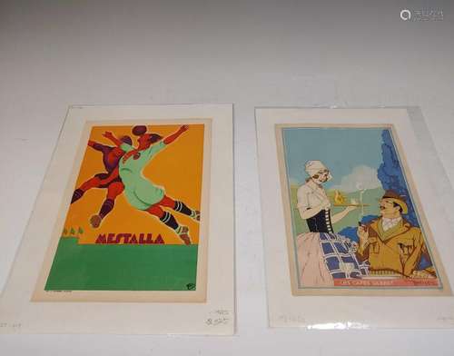 (2) Advertising Lithographs - Sports and Luxury