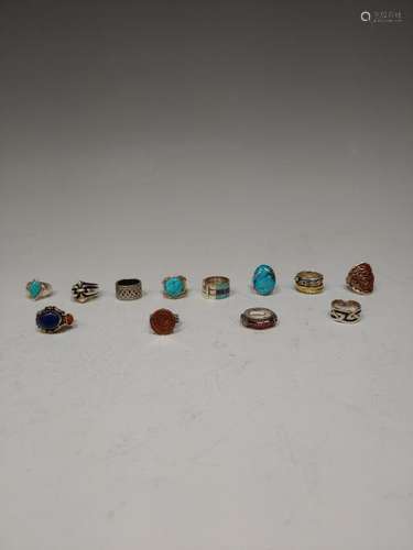 (12) Sterling Silver Rings, Turquoise, Etc.