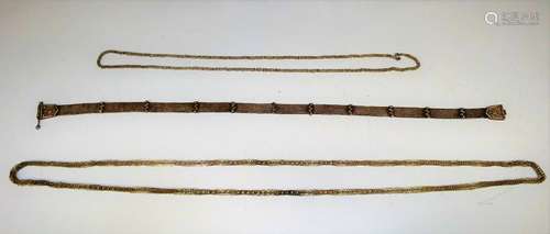 (3) Sterling Silver Belt & Silver-Tone Chains