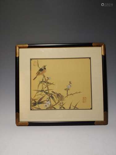 Chinese Painting of a Robin on Silk