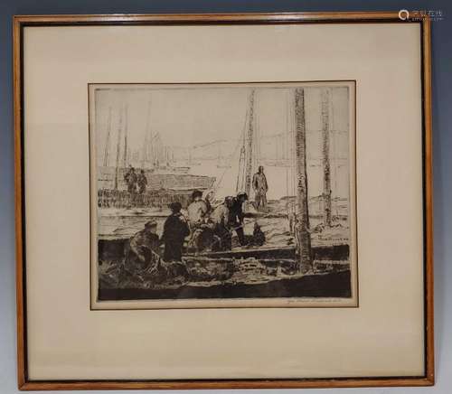 George Elmer Browne Intaglio Etching Sardine Fleet