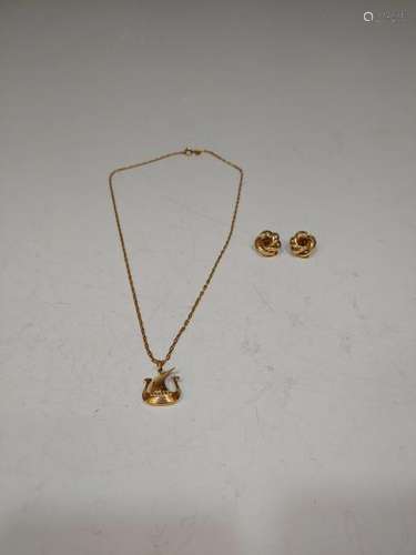 14K Gold Earrings & Necklace