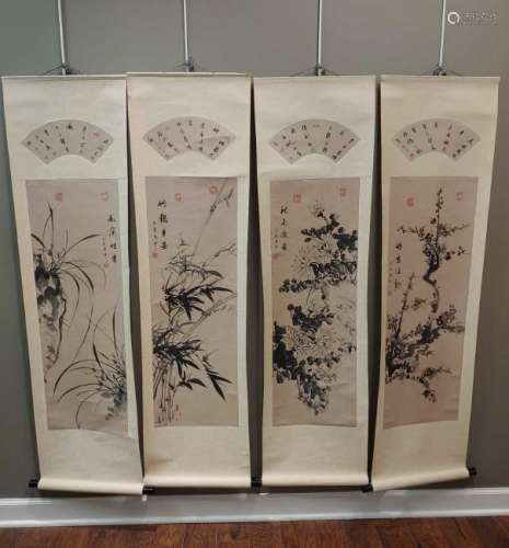 Scrolls of the 4 Season Flowers, Qing Dynasty