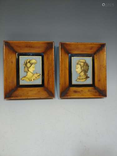 (2) Miniatures, Reverse on Glass Silhouettes
