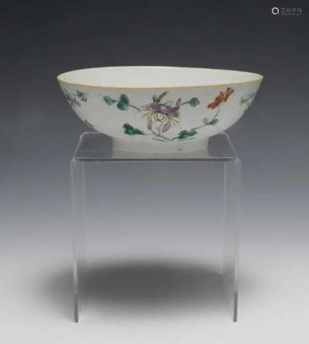 Chinese White Ground Floral Bowl, 19th C