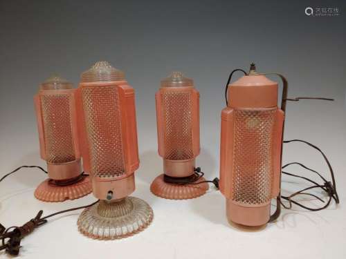 (4) Mid Century Glass Lamps