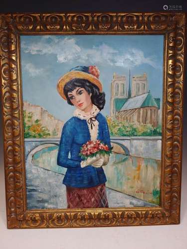 Gustave Cherie Oil on Canvas Parisian Woman