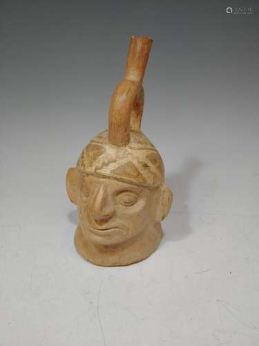 Pre-Columbian Stirrup Spout Portrait Vessel