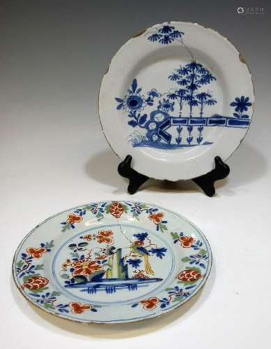 (2) 18th C Delft Tin Glazed Earthenware Plates