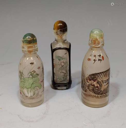 (3) Reverse Painted Snuff Bottles
