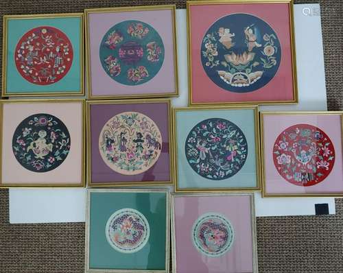 (9) Chinese Silk Embroidery Panels