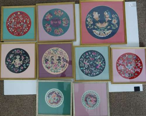 (9) Chinese Silk Embroidery Panels