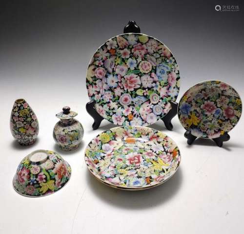 (7) Chinese Millifleur Dishes